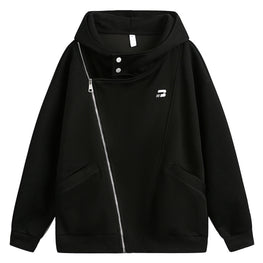 Irregular Zipper Hooded Sweater Spring Niche